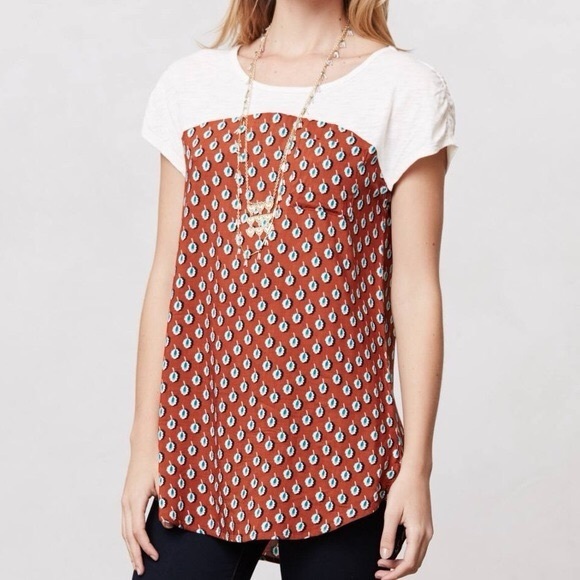 A n t h r o p o l o g i e • Meadow Rue two tone tee - Picture 1 of 7